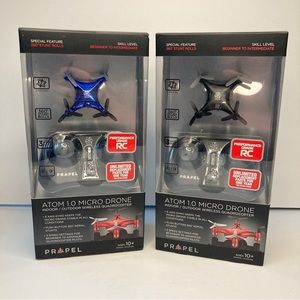 Propel Atom 1.0 Micro Drone 2Pk In/Outdoor Wireless Quadrocopter SC-1860 Blu Blk
